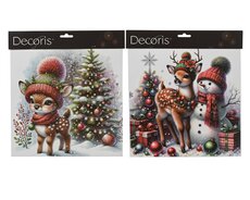 Raamdecoratie pvc crystal glitter deer, assortie, L 30,5 cm x B 30,5 cm x H 0,1 cm, keuze uit 1 stuk