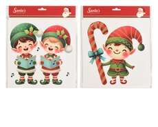 Raamdecoratie pvc glitter elf, rood/kleur(en), L 28 cm x B 0,1 cm x H 28 cm, keuze uit 1 stuks
