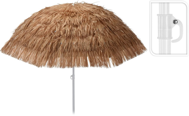 raffia parasol dia 180cm bruin