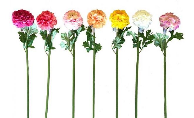 ranunculus stem flower single pink white,per stuk, kunstplant