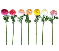 ranunculus stem flower single pink white,per stuk, kunstplant