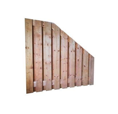 Redvision geschaafd plankenscherm 19-planks 16 mm, 180 x 180-90 cm, verticaal, recht aflopend.