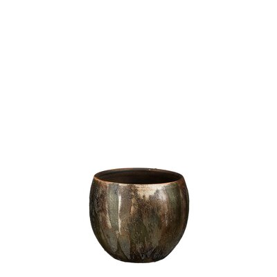 Roel pot rond d.groen - H13 x Ø14 cm