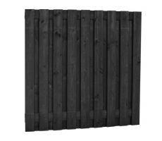 Grenen geschaafd plankenscherm 19-planks 15 mm, 180 x 180 cm, recht, zwart gedompeld. - afbeelding 1