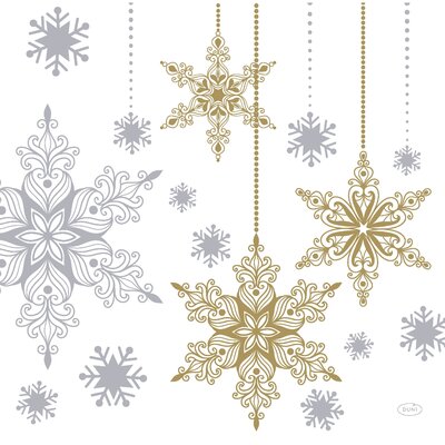 Servet l40b40cm snowstars whte 12st