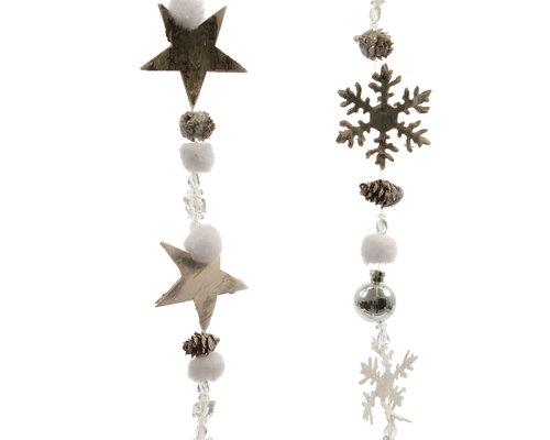 Slinger dennenappel glitter snowballs, per stuk