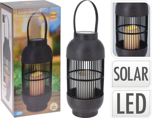 solar lantaarn abs en rotan, 15x15x H 33 cm