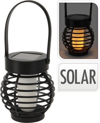 solar lantaarn zwart geel led, dia 10 cm, H 11 cm