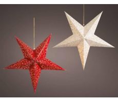 Led ster papier L 60cm warm wit/kerstrood, Led kerstverlichting - afbeelding 2