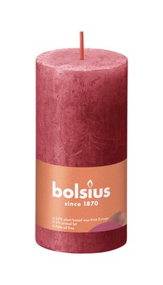 Bolsius Stompkaars rustiek Shine Ø50 x 100 mm Delicate red