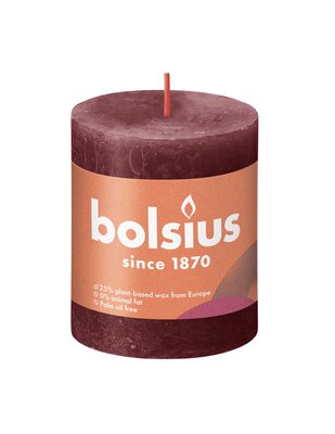 Bolsius Stompkaars rustiek Shine Ø68 x 80 mm Velvet red