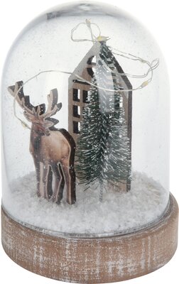 stolp glas met 6 warm wit led 12x8cm, per stuk, Led kerstverlichting - afbeelding 1