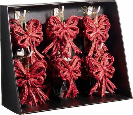 strik hangdeco 13 cm rood - afbeelding 1