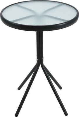 tafel rond metaal met glas, 50x50x70cm