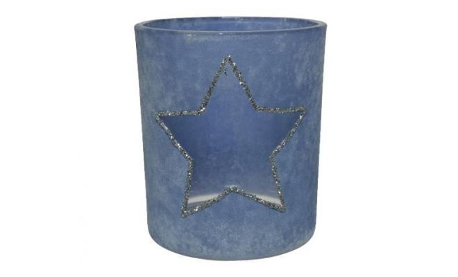 Theelicht glas D 7 H 8.2cm blauw