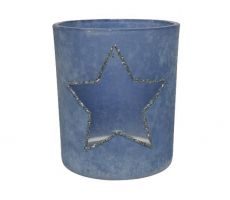 Theelicht glas D 7 H 8.2cm blauw