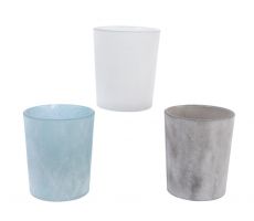 Theelicht, glas, poeder, b 5.5 cm, h 6.7 cm, 3 variaties