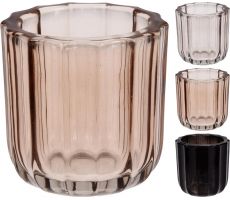 Theelicht houder, glas, 7.8 cm, 3 variaties