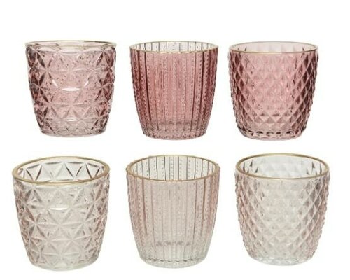Theelicht houder, glas, H 7,5 cm, per stuk - afbeelding 1