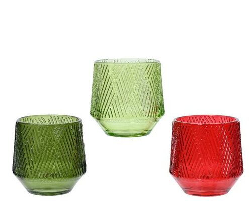Theelicht houder, glas, H 8 cm, per stuk