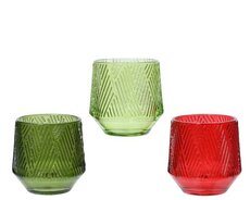 Theelicht houder, glas, H 8 cm, per stuk