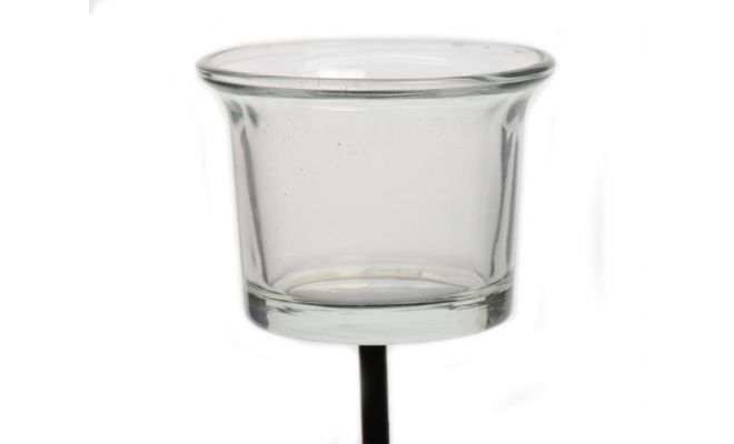 Theelicht houder, glas, metaal, b 6 cm, h 10 cm - afbeelding 1