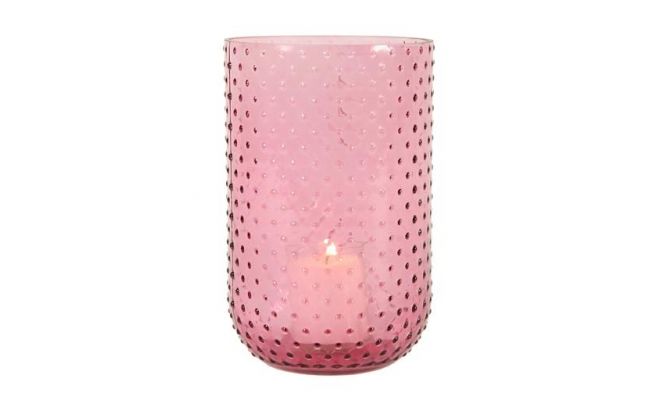 Theelicht houder, zina, glas, fuchsia, l 13 cm, h 20 cm - afbeelding 1