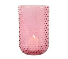 Theelicht houder, zina, glas, fuchsia, l 13 cm, h 20 cm - afbeelding 1