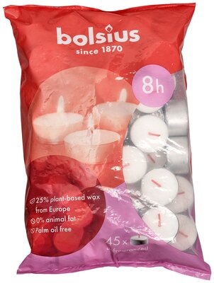 Bolsius theelichten D-light, 45 stuks, 8 uur