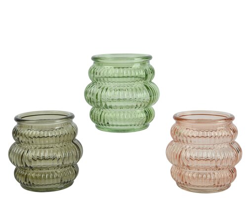 Theelichthouder glas, D 8 cm, per stuk