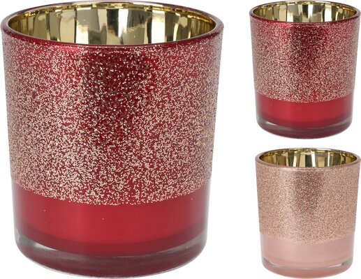 theelichthouder glitter 8 cm, per stuk