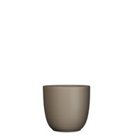 Tusca pot rond taupe mat - h14xd14,5cm - afbeelding 1