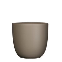 Tusca pot rond taupe mat - h28,5xd31cm - afbeelding 1