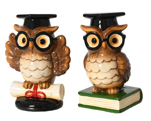 Uil terracotta book, bruin/kleur(en), L 8,5 cm x B 12,5 cm x H 17,5 cm, keuze uit 1 stuks