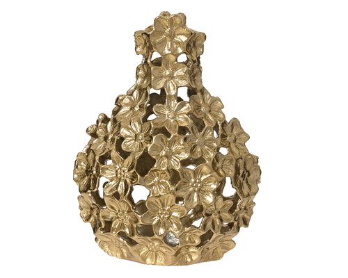 Vaas aluminium gold, goud, L 25 cm x B 16 cm x H 30,5 cm