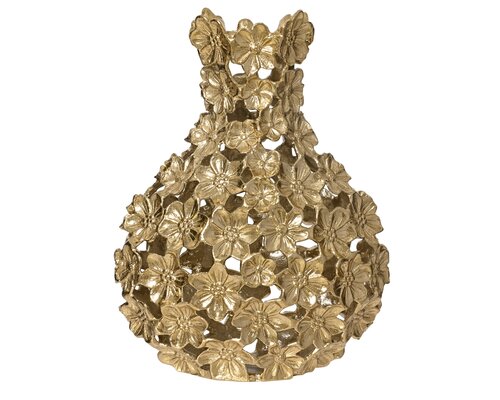 Vaas aluminium gold, goud, L 29 cm x B 20 cm x H 39 cm