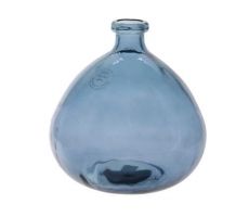 Vaas gerecycled glas d20h23cm blauw - afbeelding 2
