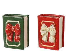 Vaas keramiek book glazed, assortie, L 13 cm x B 9,5 cm x H 17 cm, keuze uit 1 stuks