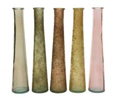 Vaas recycled glas D 7 H 32cm roze/geel