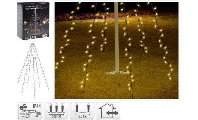 vlaggenmast verlichting, 192led, hoogte 200 cm, Led kerstverlichting - afbeelding 1