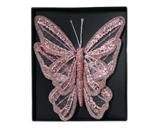 Vlinder polyester, L 14 cm, B 12 cm, Poederroze - afbeelding 2