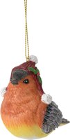 vogel met muts hangdeco 6cm, per stuk - afbeelding 5