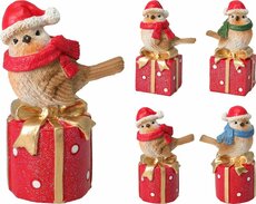 vogel op cadeaudoos 13 cm - afbeelding 2