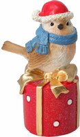 vogel op cadeaudoos 13 cm - afbeelding 1