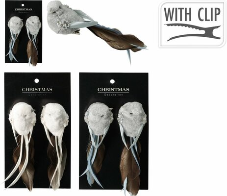 vogel op clip 14cm set2, per stuk - afbeelding 1