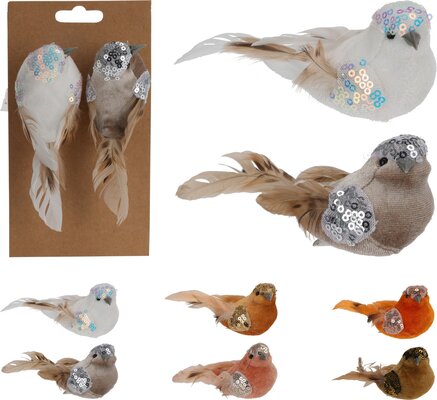 vogel op clip set 2sts, per stuk