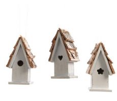 Ornament triplex L 6 H 10cm vogelhuis wit - afbeelding 3