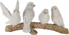 vogels op tak, 16x7x7 cm, wit