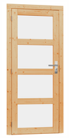 Vuren enkele 4-ruits glasdeur inclusief kozijn, linksdraaiend, 90 x 201 cm, onbehandeld. - afbeelding 2