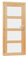 Vuren enkele 4-ruits glasdeur inclusief kozijn, rechtsdraaiend, 90 x 201 cm, onbehandeld. - afbeelding 1